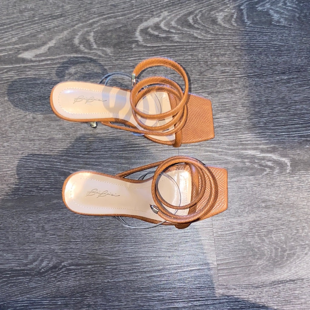 Brown Crocodile Print Heels